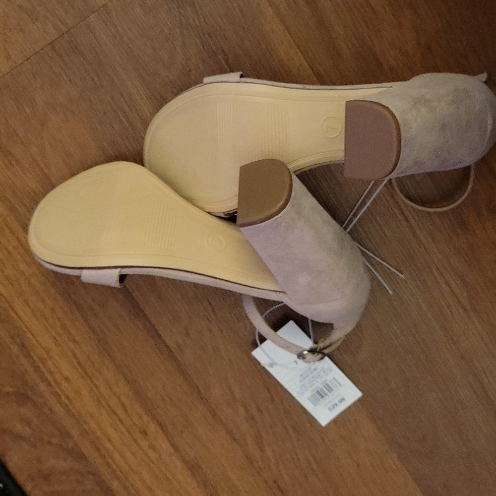 A New Day Ema Blush ankle strap chunky heel fabric sandals padded insole…7 NEW - Picture 7 of 11